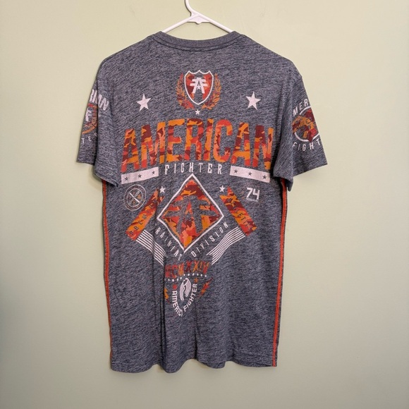 American Fighter training, division, Gray Graphic T-Shirt Y2K camo double-sided - Picture 2 of 4